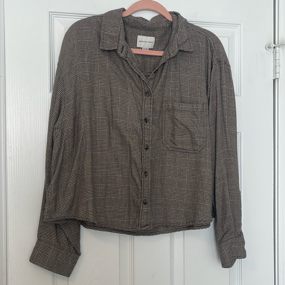American Eagle plaid cropped top